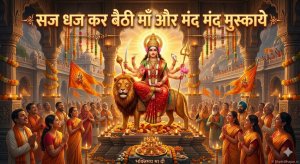 saj-dhaj-kar-baithi-maa-aur-mand-mand-muskaye-bhajan-lyrics